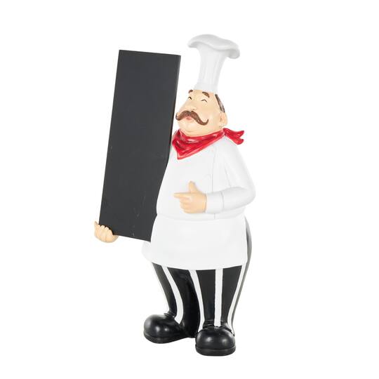 14.5" White with Chalkboard Polystone Chef Decorative Figurine Sculpture